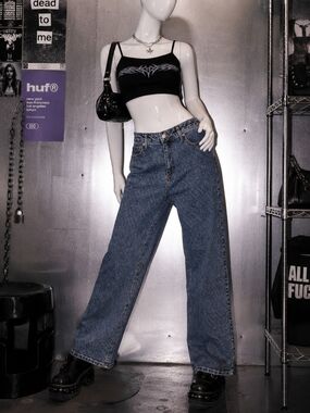 Kensie High-Rise Straight Leg Jeans - Dark Blue